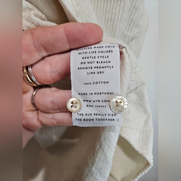AYR Cream Shacket Corduroy Button Front Shirt Long Sleeve All Year Round XS - Picture 11 of 15